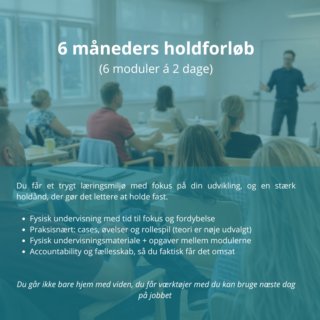 Du får et 6 måneders intens holdforløb med fokus på effektiv læring NLP